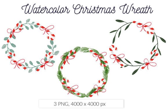 Candy Cane Floral Christmas Wreath: A Clipart Collection for Elevated Holiday Designs