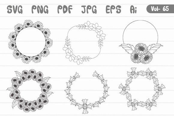 Elevate Your Projects with a Beautiful Hand-Drawn Flower Frame Wreath
