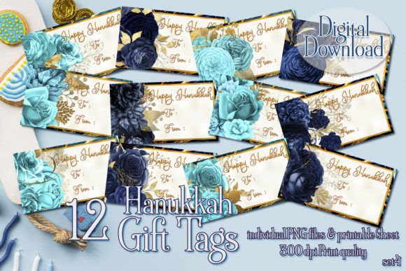 Happy Hanukkah Pretty Floral Gift Tags: Elevate Your Holiday Gift Giving