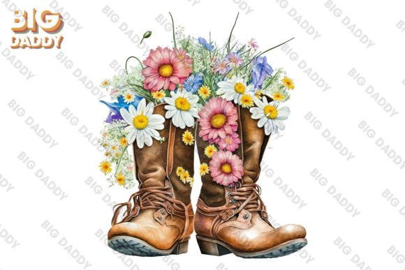 The Art and Utility of Floral Cowboy Boots Sublimation Clipart